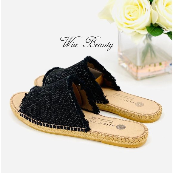 Eric Michael Olisa Espadrille Slide Sandals Womens Size 7.5 Shoe Euro 38 Black - Picture 7 of 12